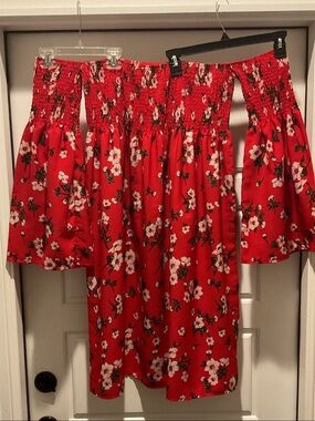 Red Floral Off-Shoulder Dress